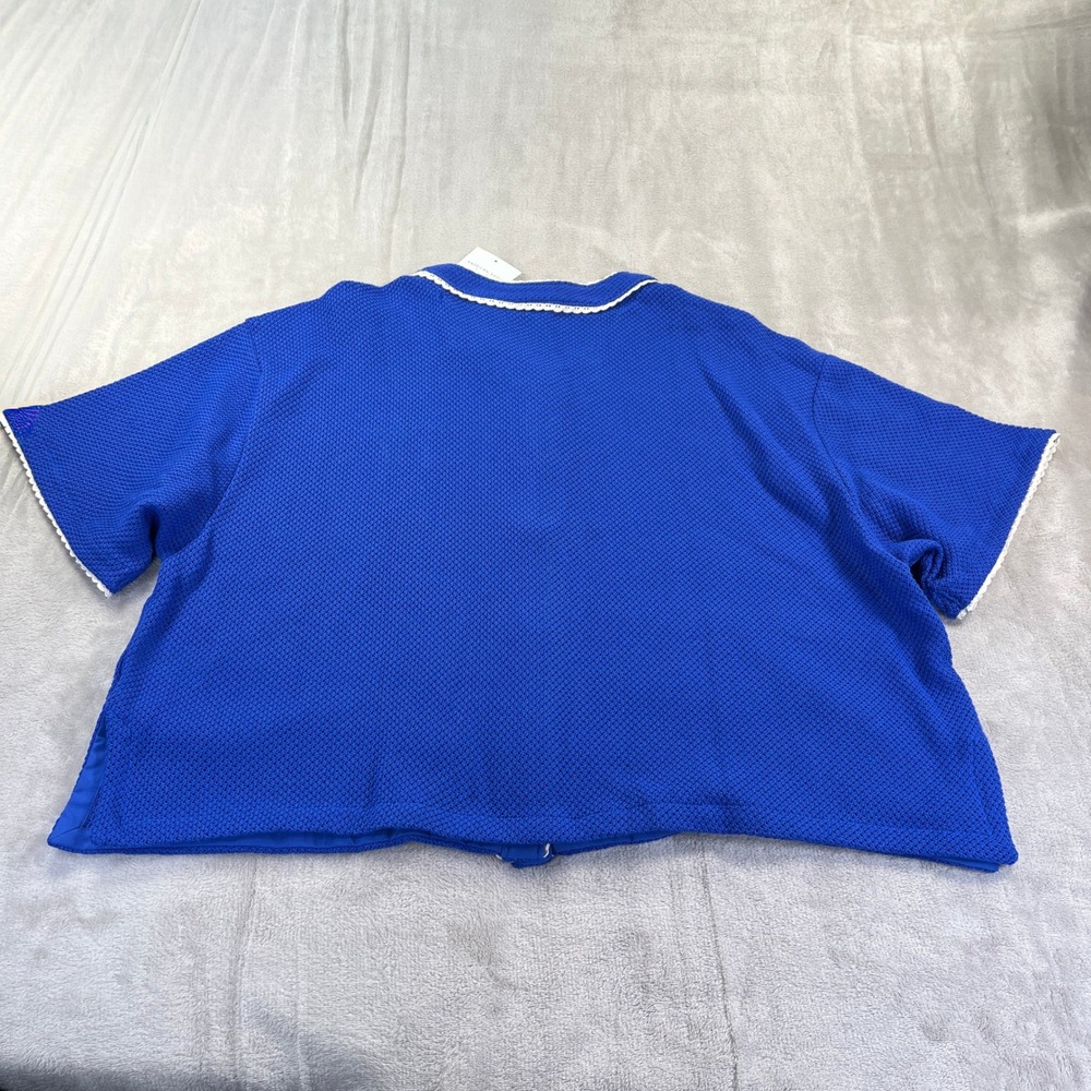 American Eagle Baseball Top M Blue NEW Crochet Lace Trim Jersey 77 Sporty - Picture 8 of 11